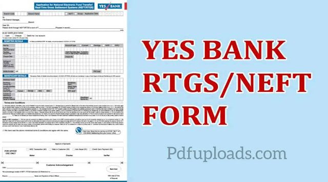 YES Bank RTGS/NEFT form PDF YES Bank RTGS/NEFT form PDF