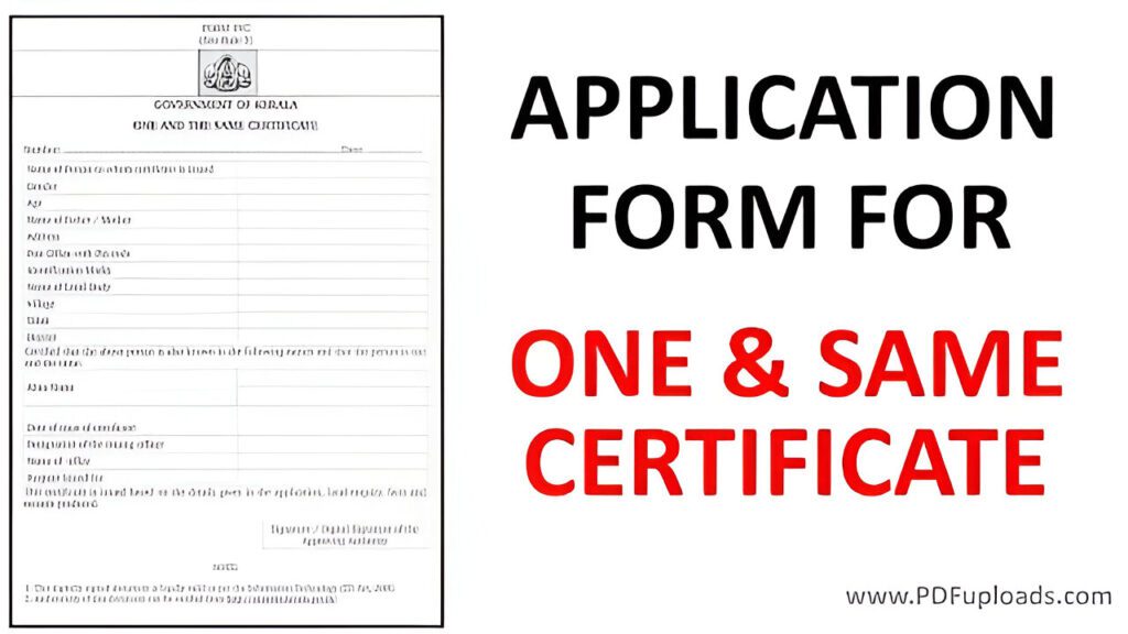 Download One and the Same Certificate Application PDF Form: A Complete Guide One and the Same Certificate Application