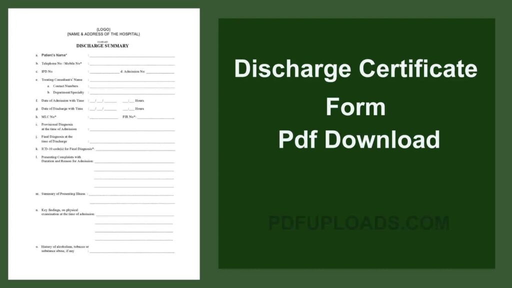 Discharge Certificate Form Pdf Discharge Certificate Form Pdf Download