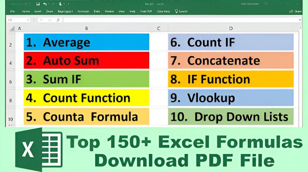 Top 150 Excel Formulas PDF List Download Top 150 Excel Formulas PDF List Download