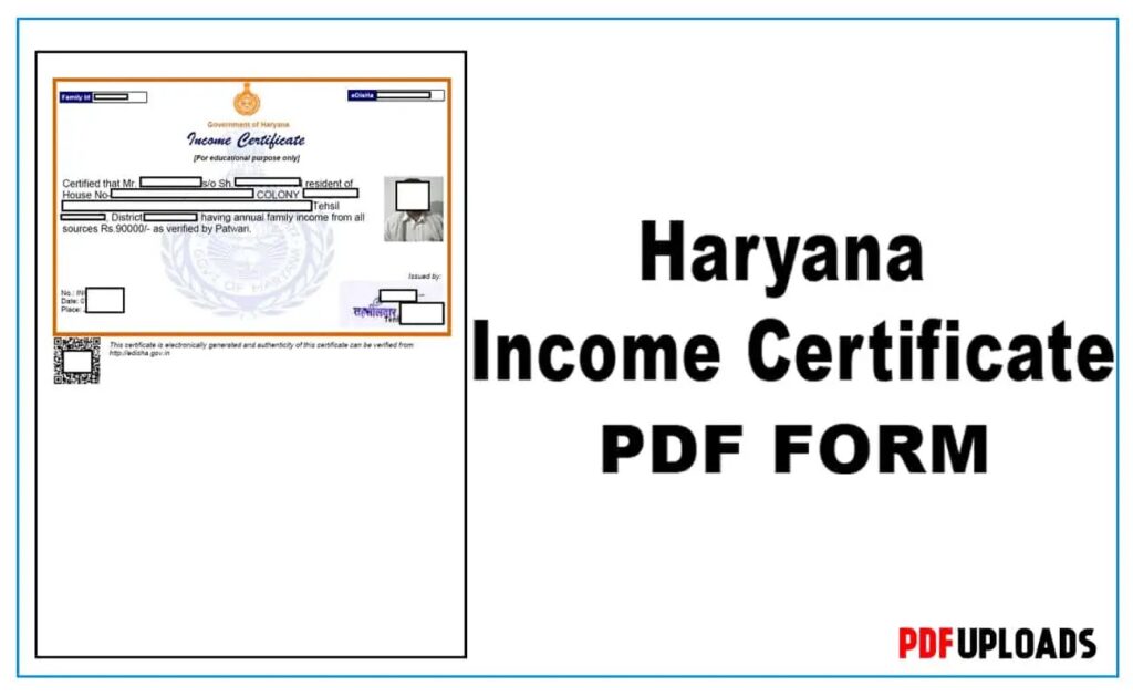 Haryana Income Certificate Form PDF-Hindi Haryana Income Certificate Form PDF-Hindi