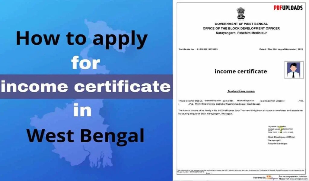 West Bengal Income Certificate Application Form PDF West Bengal Income Certificate Application Form PDF