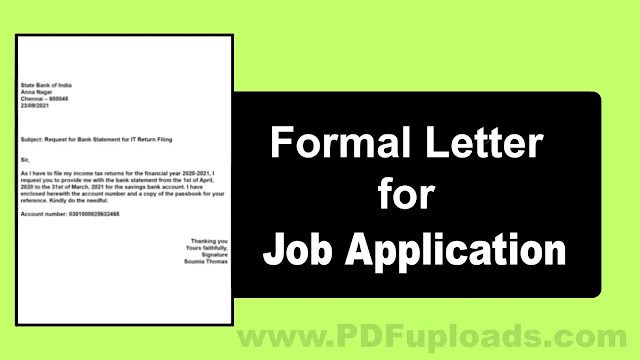 Job Application Formal Letter Format - Check Out How to Write and Sample Letters Job Application Formal Letter Format