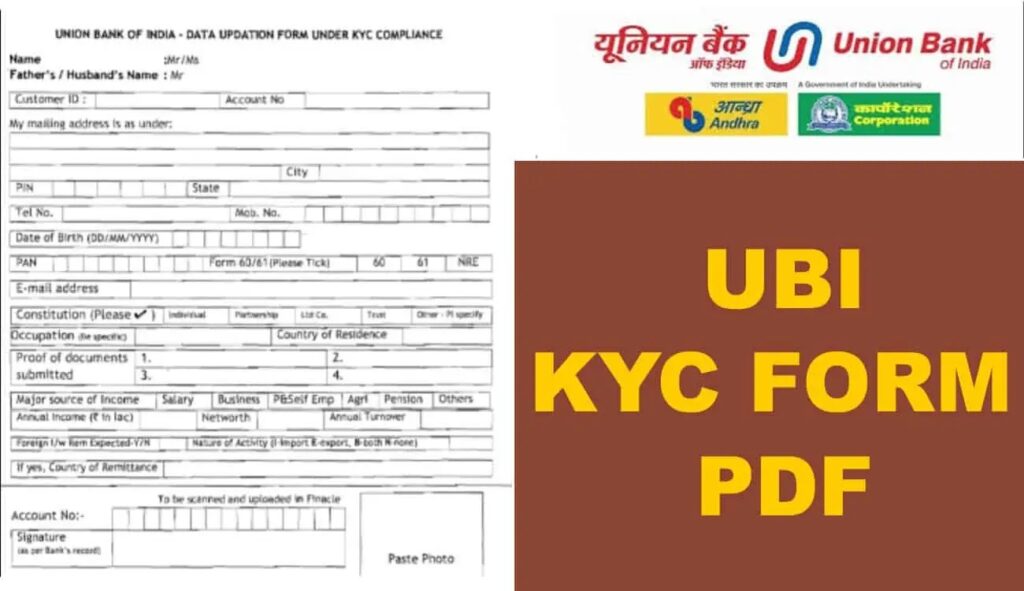 Union Bank of India KYC form PDF Union Bank of India KYC form PDF